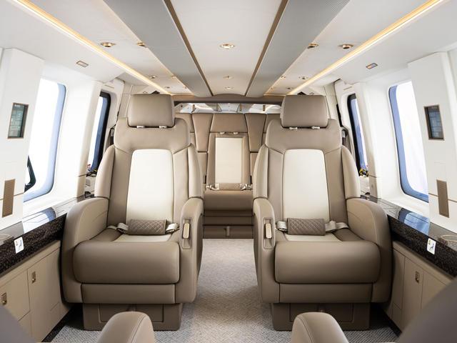 Seating inside a private helicopter cabin